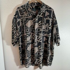 Club Room Men’s Abstract Geometric Silk Shirt Size XL
